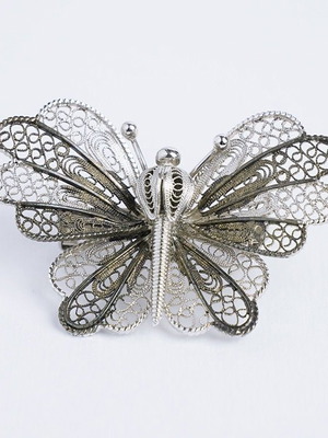 Silver chest vintage 928 sterling silver handmade retro butterfly pin used