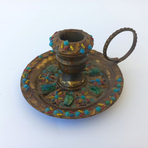Brass candlestick used with wear