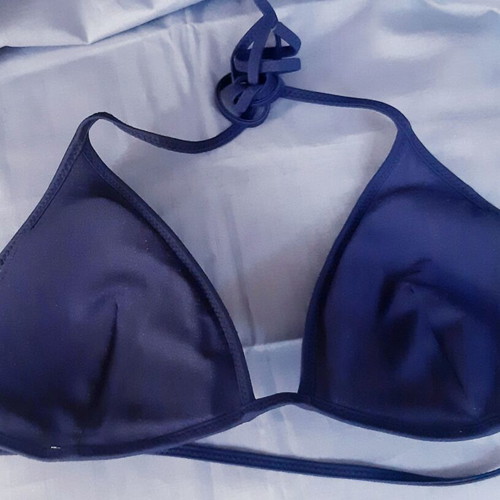 Glamour Zara/Ousho Medium sequin bikini top, silver and dark blue