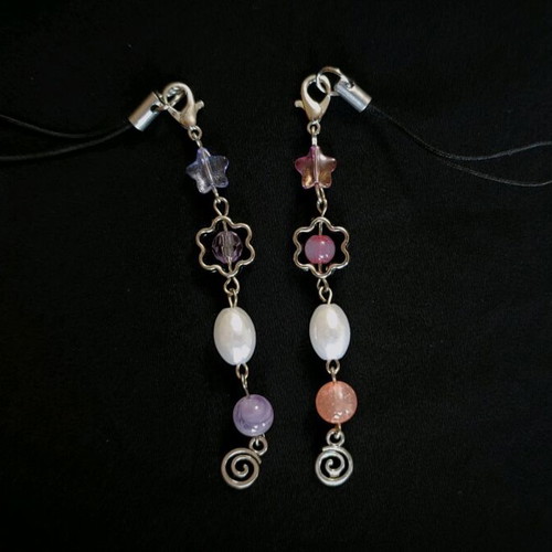 Stardust Spiral Phone Charms with Pink and Purple Accents