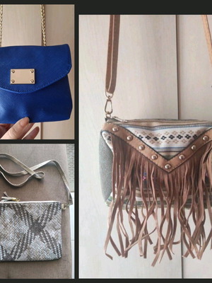 Shoulder crossbody bags like new, pack of 3, beige and blue