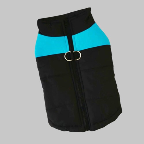 Dog jacket new, black/blue, size L