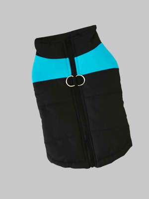 Dog jacket new, black/blue, size L