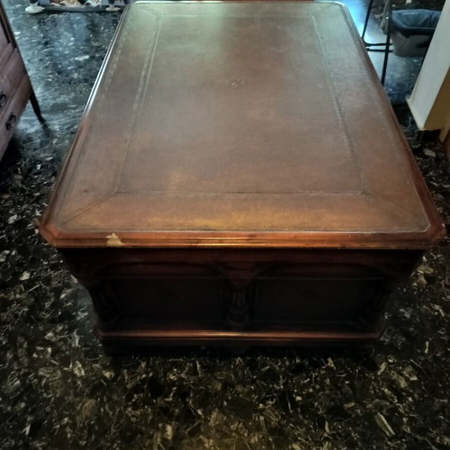 Neoclassical coffee table used with 18 drawers and 6 writing shelves