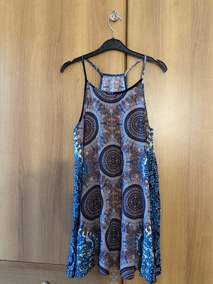 Ethnic long blouse halter neck, new, colorful viscose