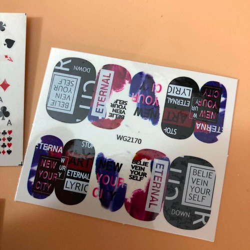 Water Nail Stickers Set of 4 New Full Nail