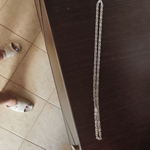 Unisex Italian 925 silver chain with flat links, 57 cm