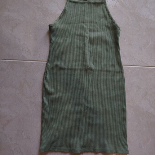 Bershka dress with white shirt gift like new, soft green, length 80cm
