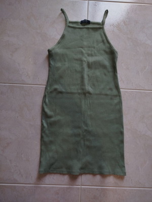 Bershka dress with white shirt gift like new, soft green, length 80cm