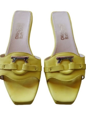 Salvatore Ferragamo wedge slide leather sandals like new, size 39.5