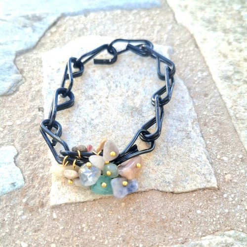 Zara bracelet ancient Greek design with coral chips and amethyst stones