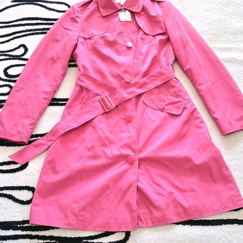 Marks & Spencer pink fuchsia trench coat with pockets and belt, waterproof, size 10