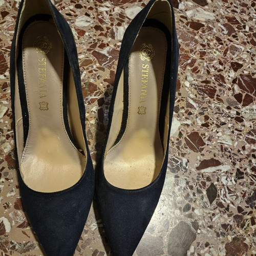 Stefania winter suede heels used, blue navy, size 37