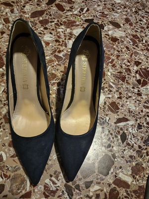 Stefania winter suede heels used, blue navy, size 37