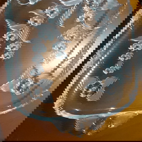 Кристален поднос за сервиране винтидж с релефни цветя