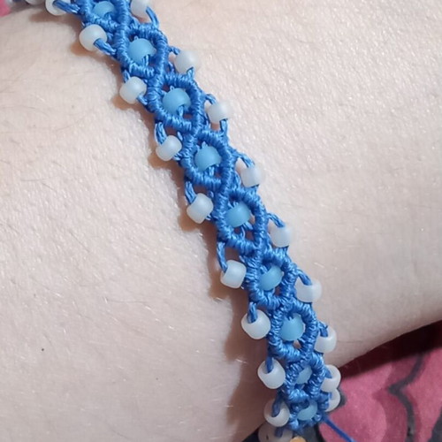 Macrame seedbeaded bracelet blue turquoise new