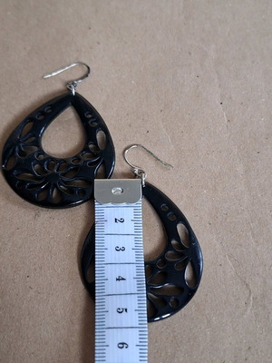 Accessorize earrings used, black embossed dangle