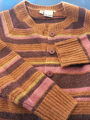 Ichi women's cardigan s like new, multicolor striped brown