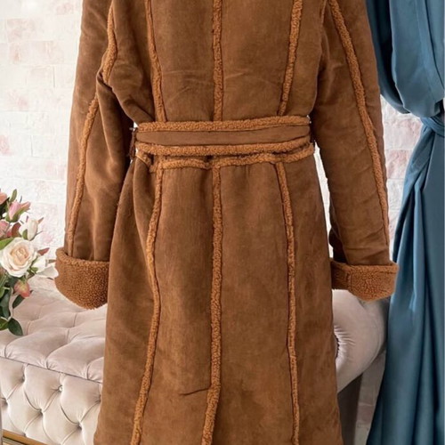 Mouton coat new with fleece fur lining and belt