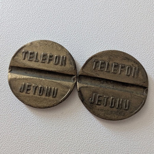Vintage Turkish Telephone Tokens PTT used, brass
