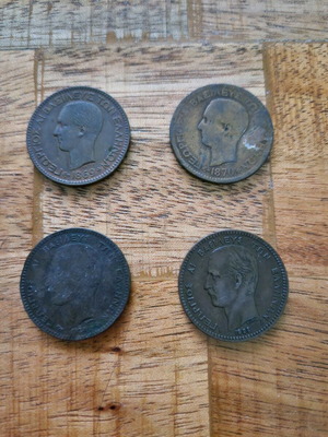Georgios I 10 Lepta coins used, set of 4 with different dates