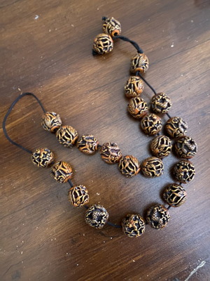 Vintage komboloi with carved dragon beads, handmade