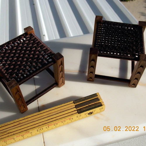 Wooden carved miniature stool new from walnut