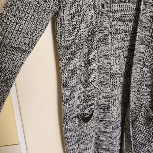 Knitted long cardigan unisex like new, gray and beige