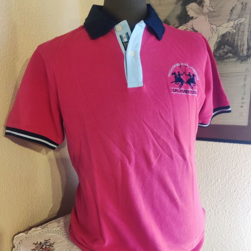 La Martina men's polo shirt used, size M, red
