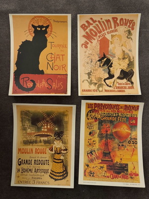 French cabaret posters new, set of 4 pieces