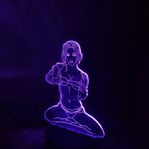 Lamp with woman figure that changes colors, like new