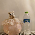 Stuffed bear on ball like new