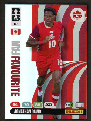 2026 Panini World Cup Adrenalyn XL #82 Jonathan David Fan Favourite like new