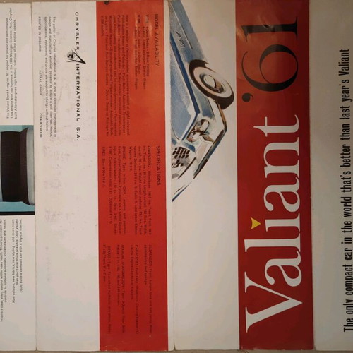 Plymouth Valiant 1961 advertising brochure like new