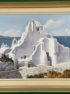 Ελαιογραφία Σαμαρτζίδου Παναγία Παραπορτιανή σε κορνίζα like new