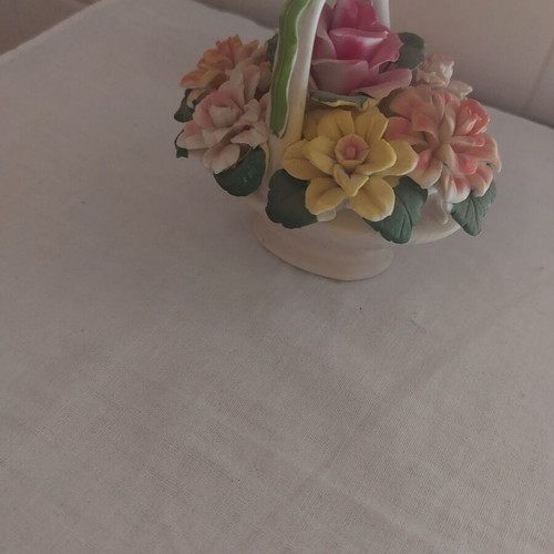 Decorative basket with flowers made of handmade porcelain new