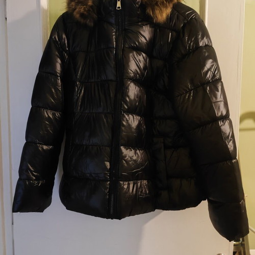 Women's black jacket with detachable hood, XL