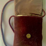 Velvet hand bag like new, brown with bronze sequins