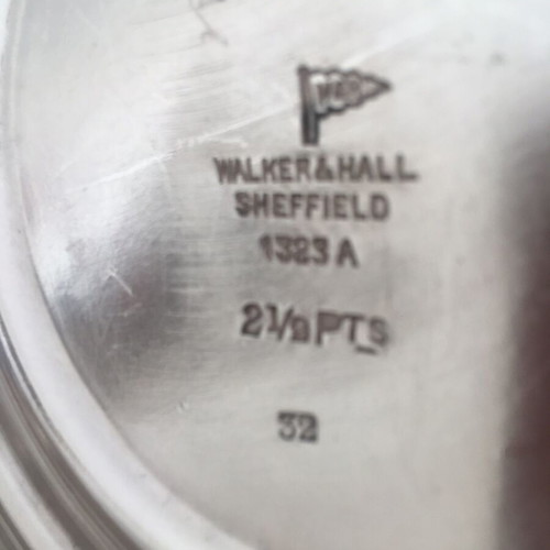 Silver-plated coffee set used Sheffield 1950s with sugar, cream, and sauce pots