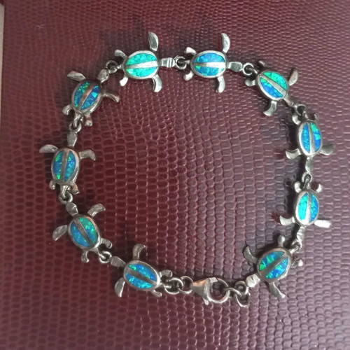 Silver bracelet 925 with opal used, 18.5cm