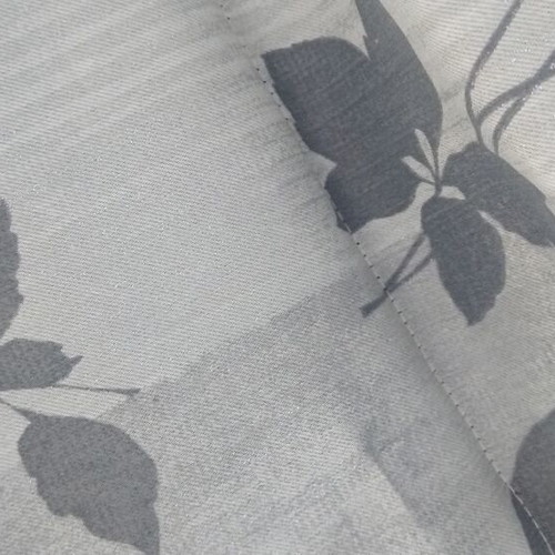 Blackout fabric curtain pack, full shading, grey floral with brick red border