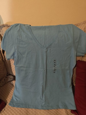 Short-sleeve cotton t-shirt blue size XL new