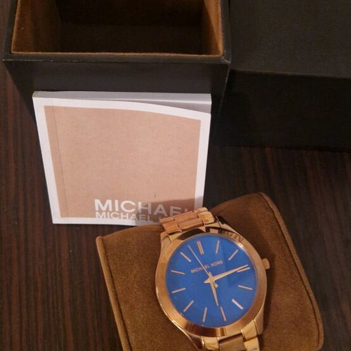 Michael Kors wristwatch women's like new, rose gold with blue dial