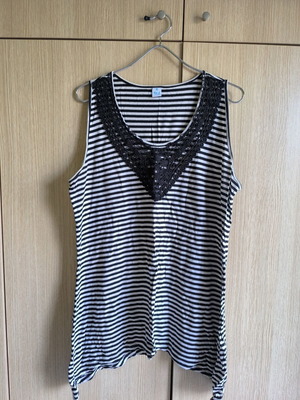 Blouse dress striped black and white sleeveless XL like new