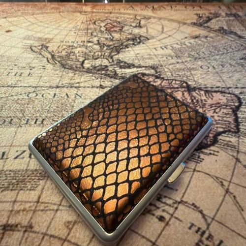 Cigar Case used, metal with stingray style lining for 20 cigars