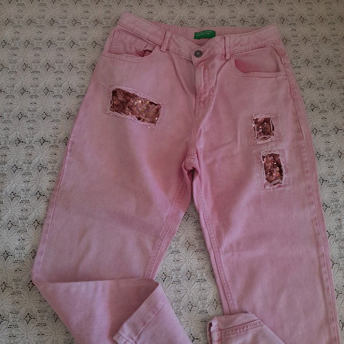 Benetton women's pink jeans size M like new