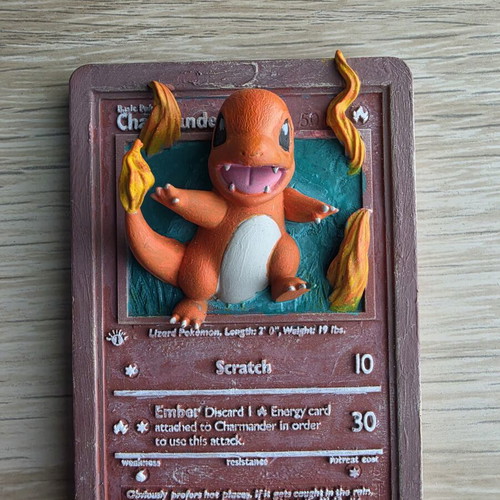 3D Charmander Pokémon card, handpainted