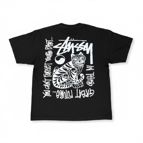 Stussy T-shirt black used, graffiti print with tiger