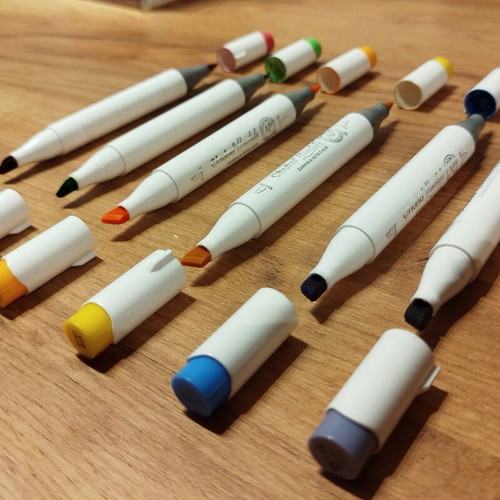 Ohuhu Honolulu Brush & Chisel Alcohol Markers set of 6 like new