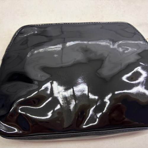 Yves Saint Laurent Make Up Pouch New Black Patent Leather Quilted Effect